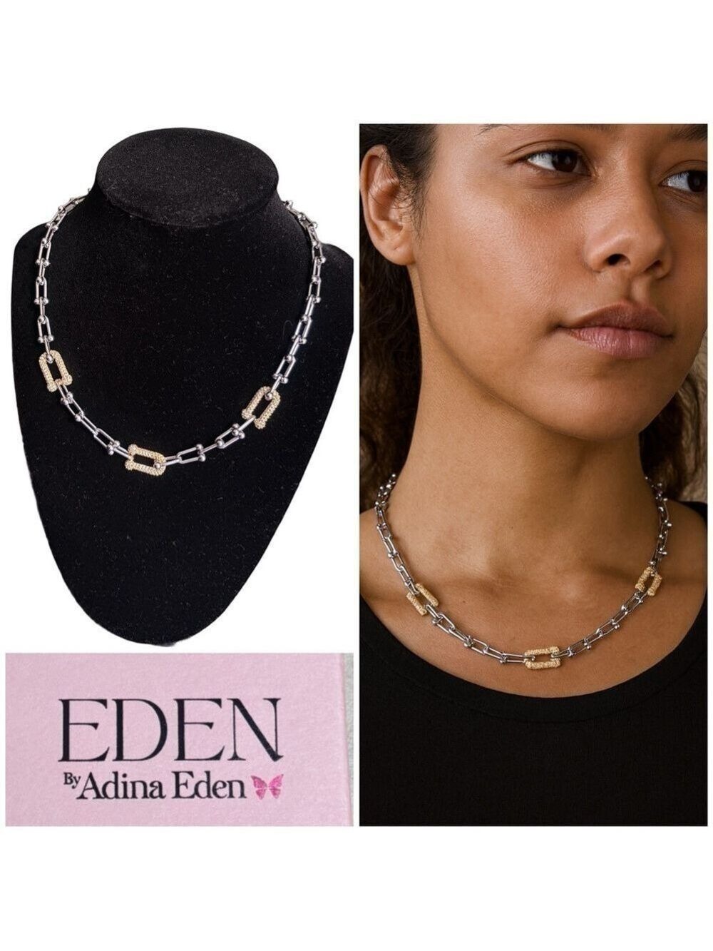 Adina Eden Sterling Silver and Gold plated Necklace